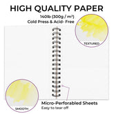 Watercolor Pad Spiral Bound 5.5"x8.5" 140lb - Funto